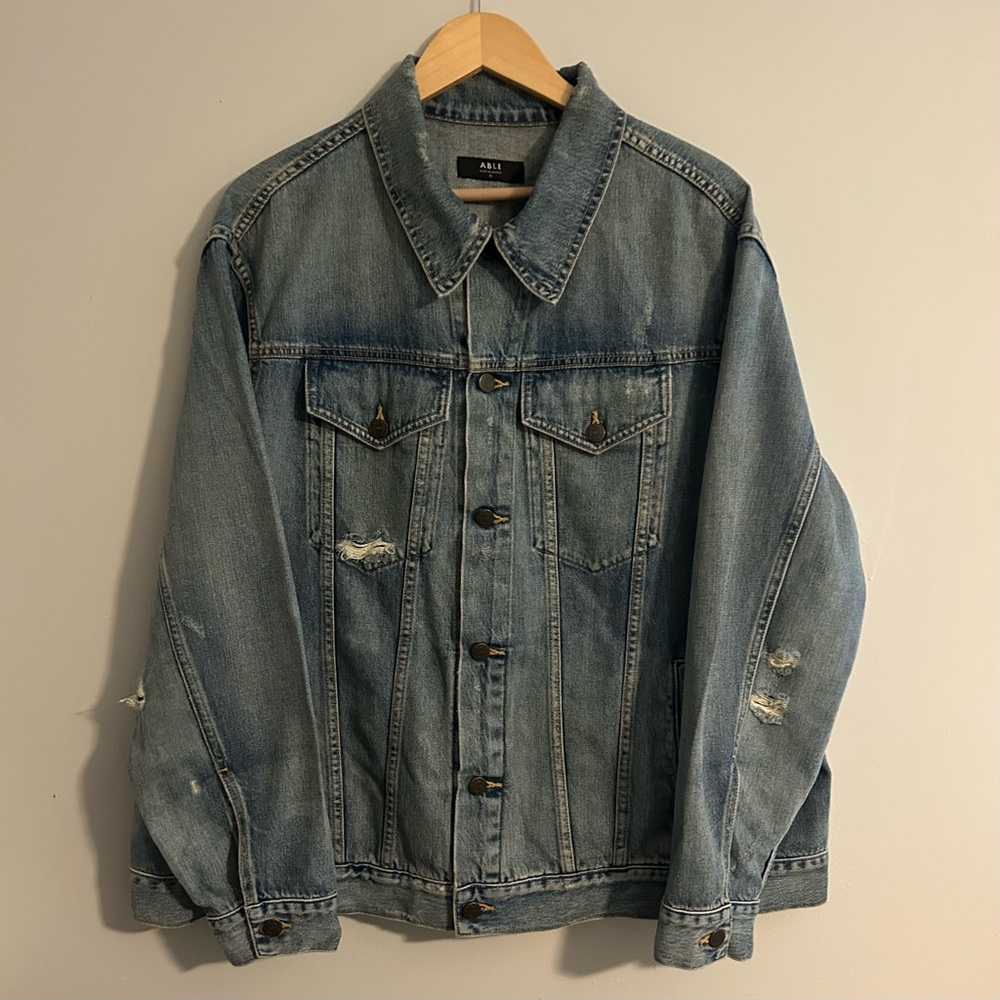 ABLE 2X Distressed Denim Jacket Light Wash